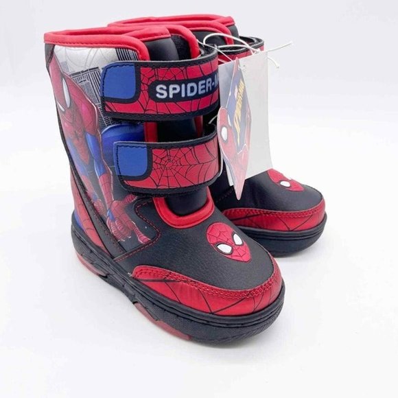 Marvel NWT Toddler 8 Spiderman Light Up Insulated Hook & Loop Winter Snow Boots - Picture 1 of 12
